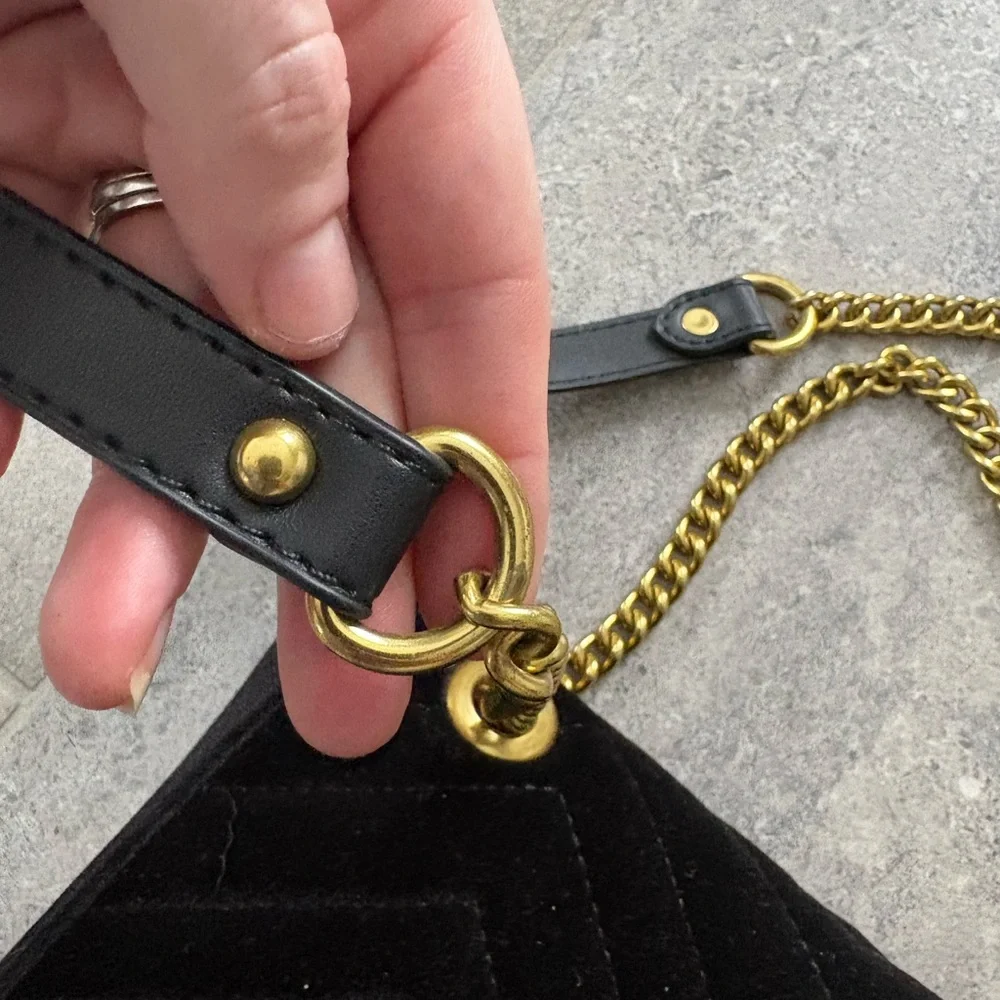 Black Velvet GG Shoulder Bag with Gold Hardware - Picture 8 of 12